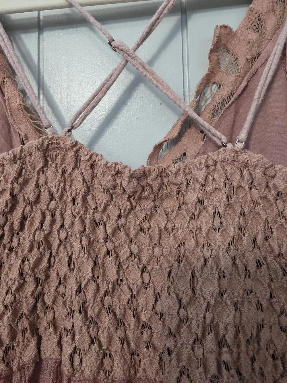 Free People Rose Mauve Lace-Top Mini Dress